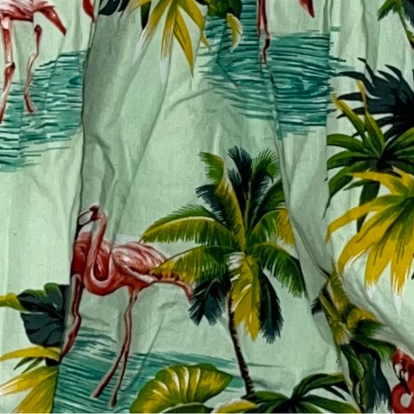 Pacific Legends Apparel 🌺 Made in Hawaii Green Flamingo Bungee Sundress Sz L - Picture 3 of 5